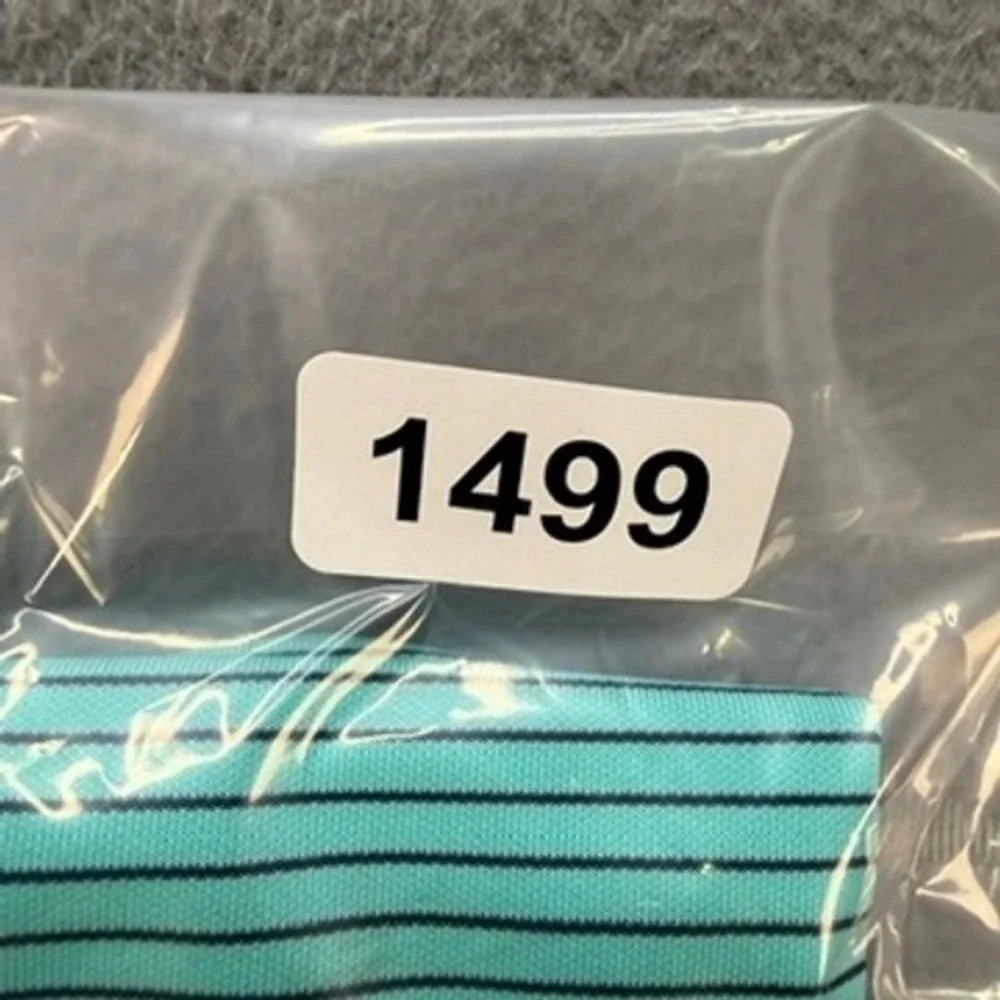 Adidas Golf Polo Shirt Mens Large L Green Striped Short Sleeve Athletic Logo